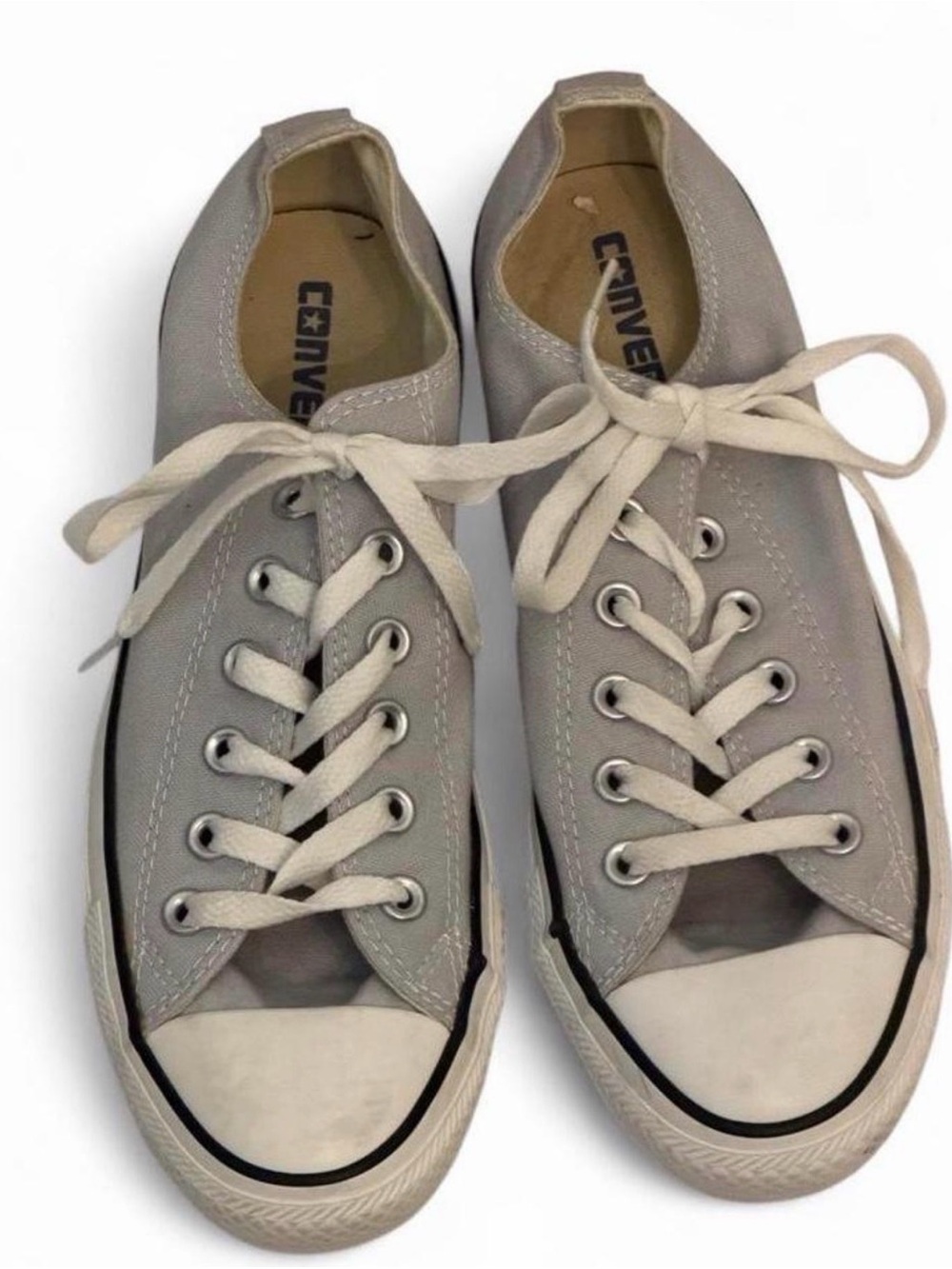 Excellent Condition Converse Low-Top Canvas Sneakers — Gray with White Accents 8